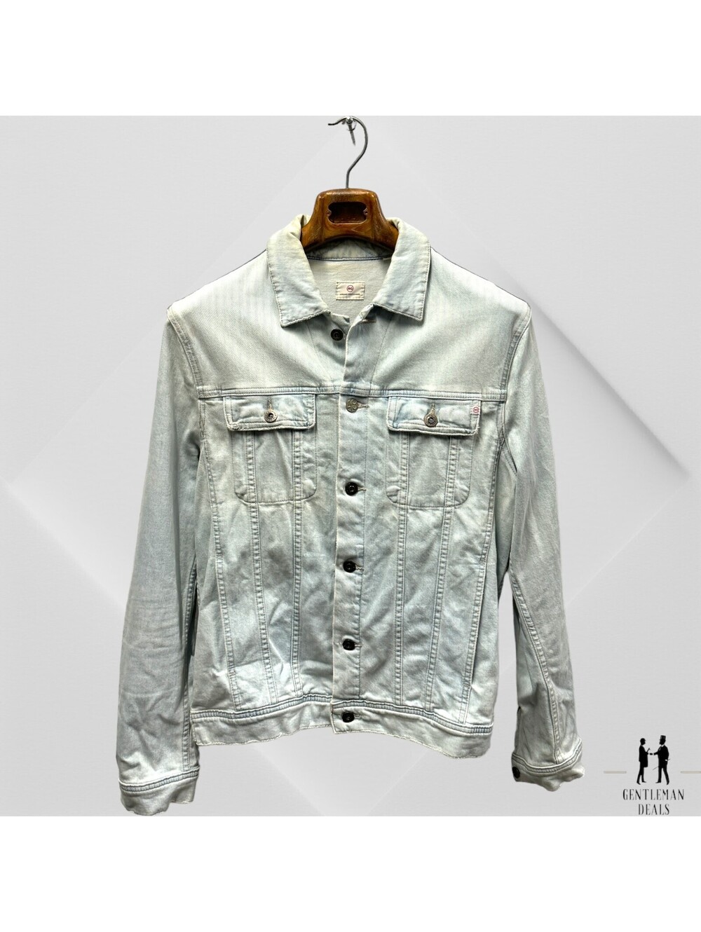 AG Denim Jean Jacket Women’s Large Adriano Goldschmied Light wash distressed NWT